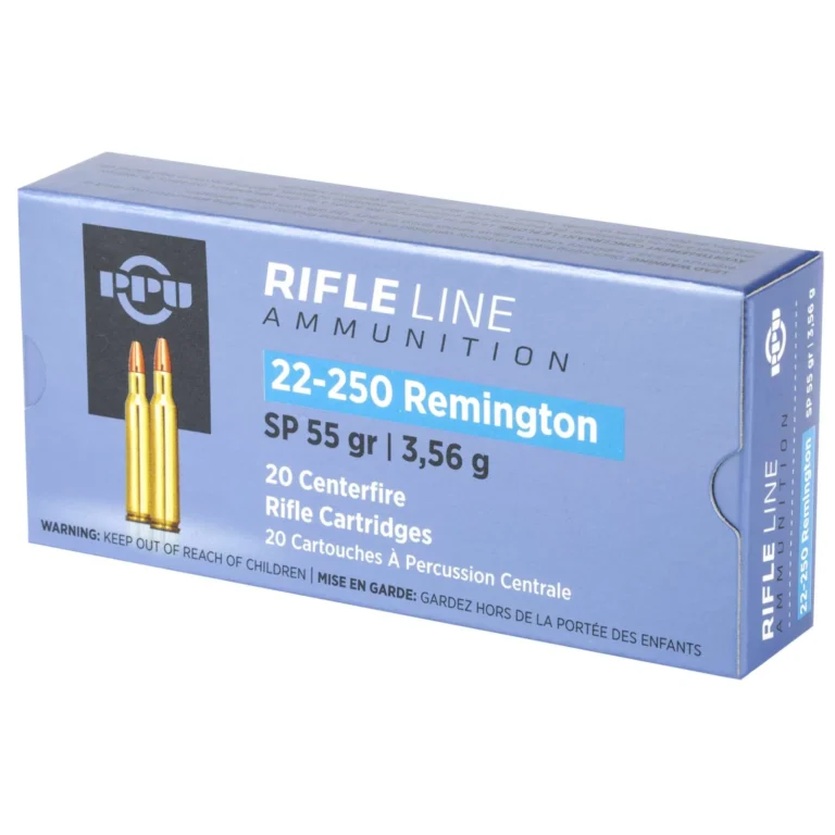 PPU STANDARD RIFLE AMO 22-250 REM 55GR SP 20RD (10 BOXES PER CASE)