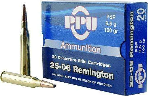 PPU STANDARD RIFLE AMO 25-06 REM 100GR PSP 20RD (10 BOX CASE)